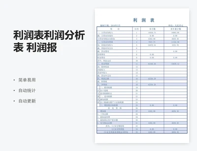 利润表利润分析表 利润报