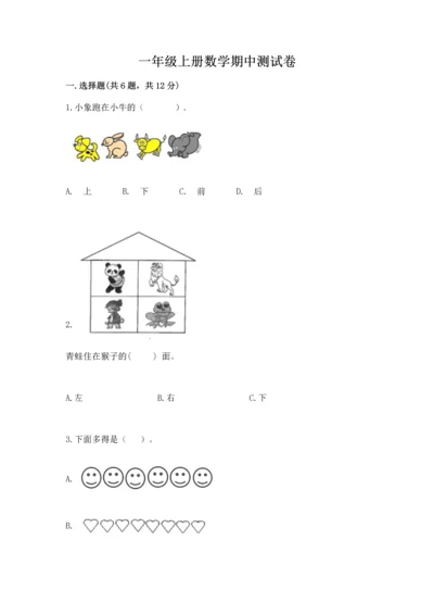 一年级上册数学期中测试卷精品【典优】.docx