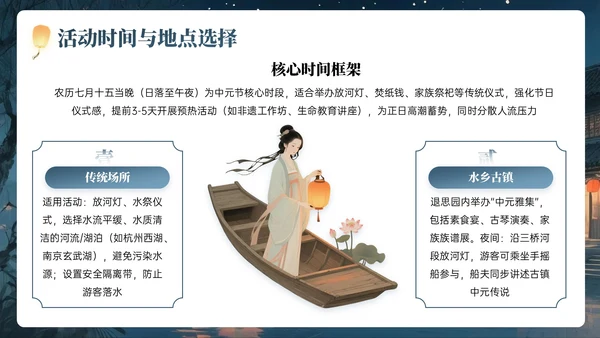 灰蓝黄色中国风中元节PPT模板