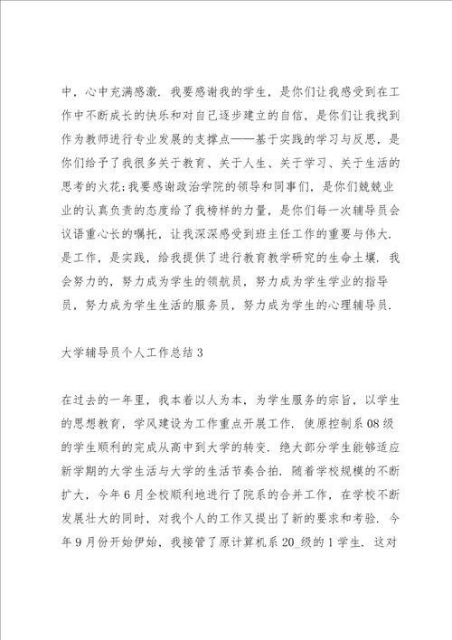 大学辅导员个人工作总结5篇