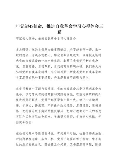 牢记初心使命，推进自我革命学习心得体会三篇.docx