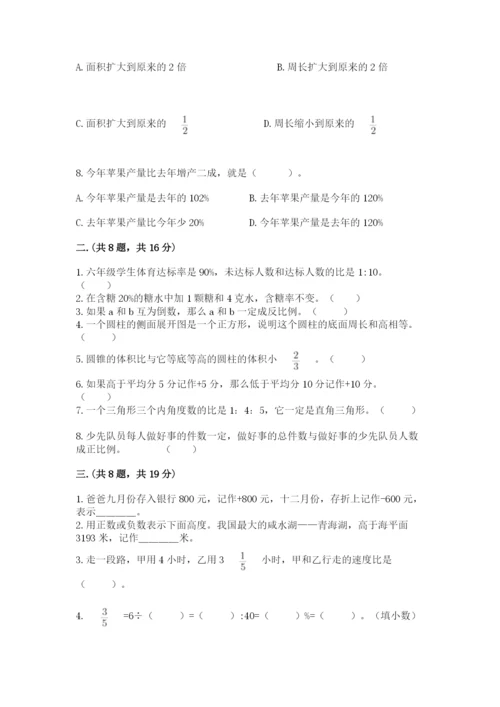 人教版数学六年级下册试题期末模拟检测卷精品【各地真题】.docx