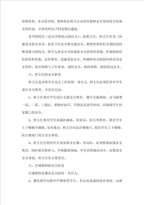 学校安全工作领导小组及分工职责