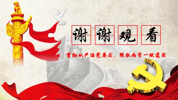 党政大气两学一做动态PPT