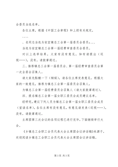 乡镇总工会职工会员代表大会主席团会议致辞稿.docx