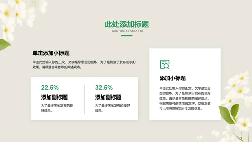 绿色清新风花卉总结汇报PPT演示模板