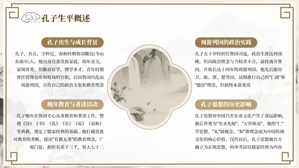 褐色中国风孔子诞辰文化宣传PPT模板