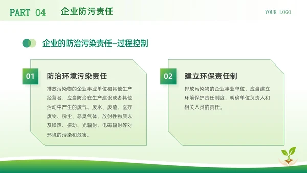 绿色简约商务风中华人民共和国环境保护法企业环保宣传PPT模板法律
