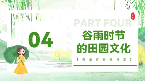 绿色清新风谷雨时节的诗意田园PPT模板