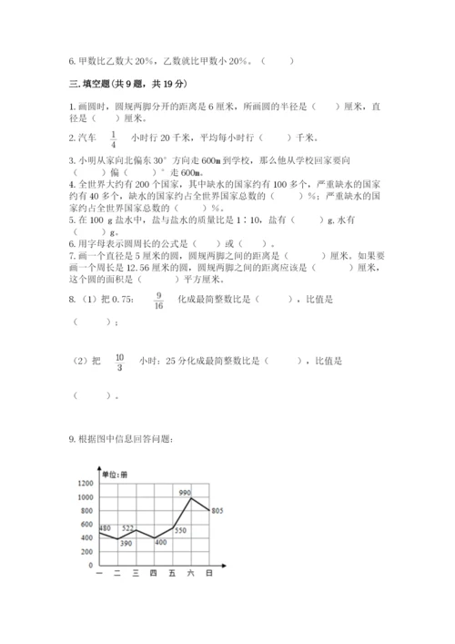 小学数学六年级上册期末考试试卷（含答案）word版.docx