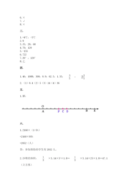 西师大版数学小升初模拟试卷附参考答案【基础题】.docx