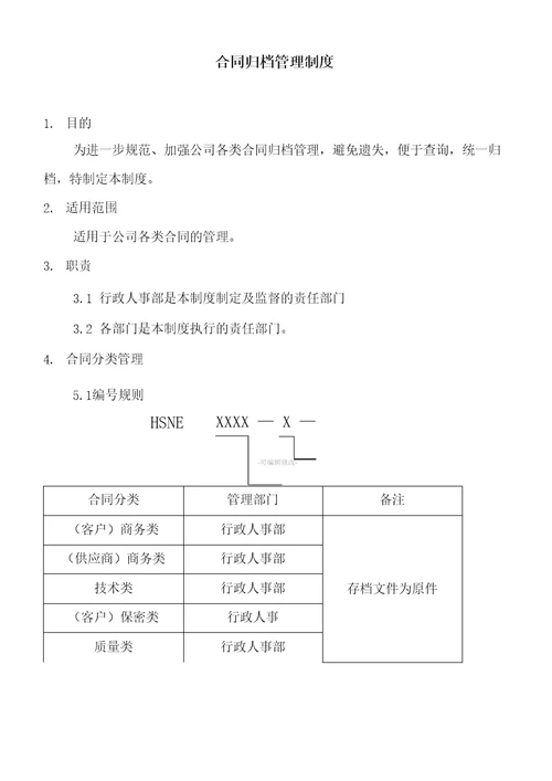 合同归档管理办法