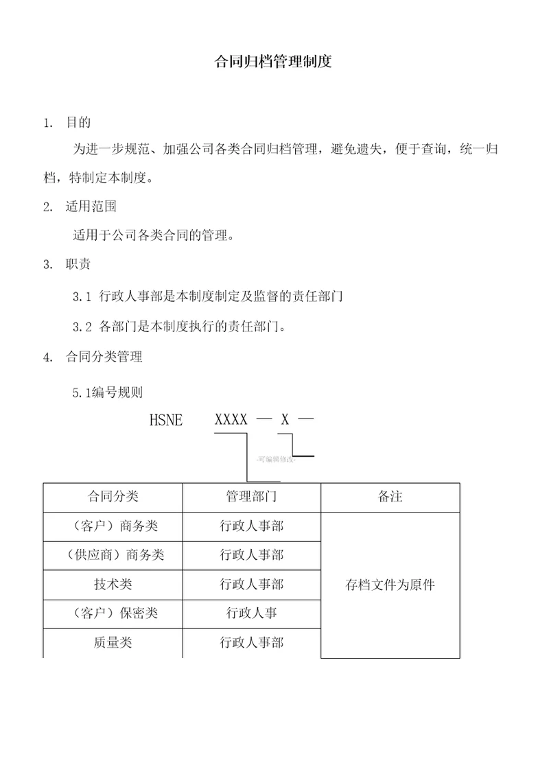 合同归档管理办法