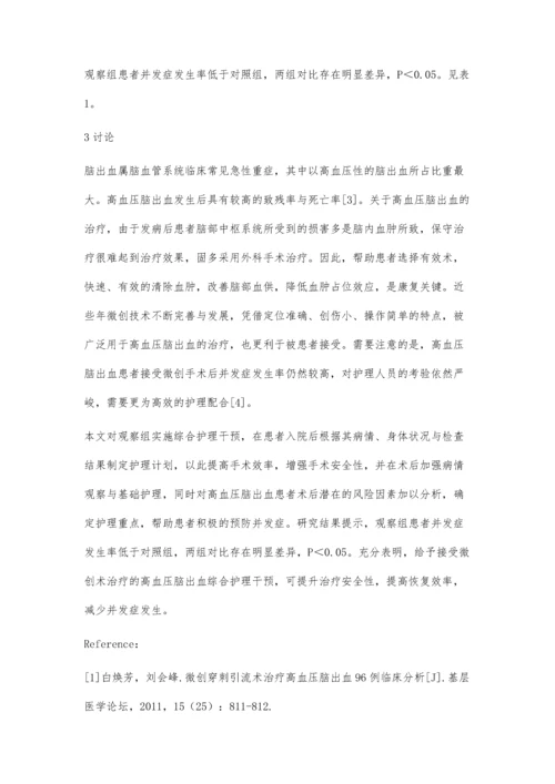 微创术治疗高血压脑出血综合护理干预效果观察.docx