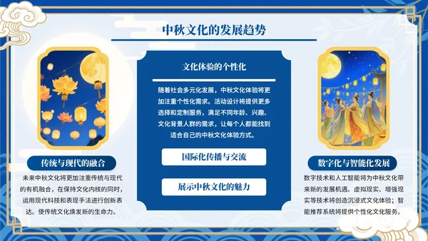 蓝色中国风中秋佳节文化活动PPT模板