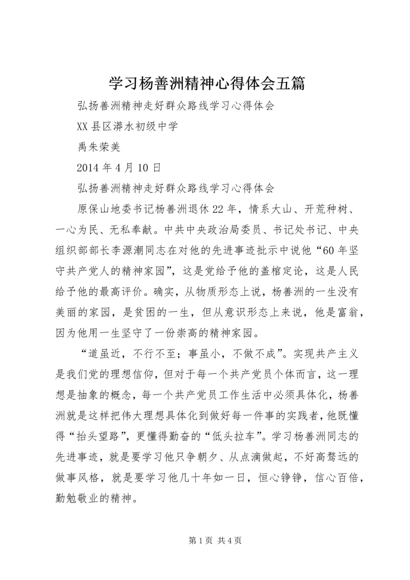 学习杨善洲精神心得体会五篇.docx