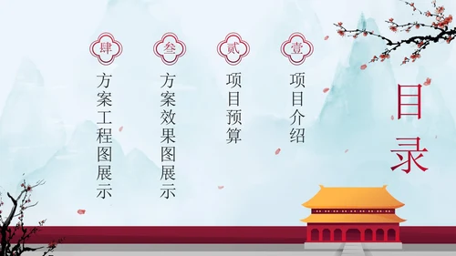 红色中国风北京紫禁城建筑介绍方案PPT模板