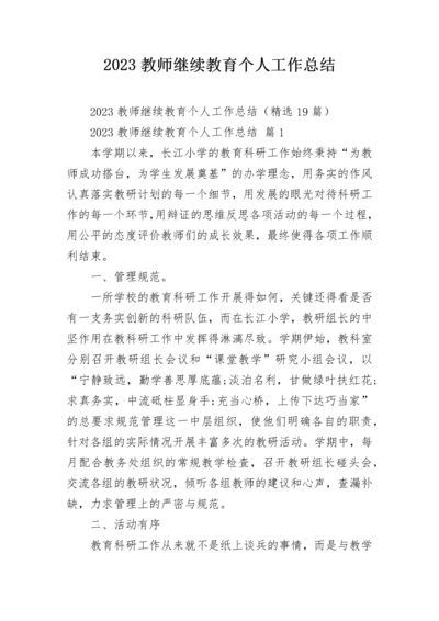 2023教师继续教育个人工作总结.docx