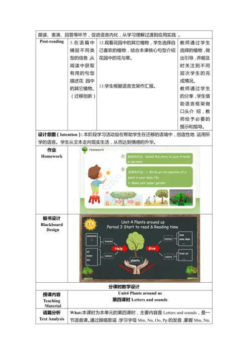 Unit4 Plants around us单元整体教学设计