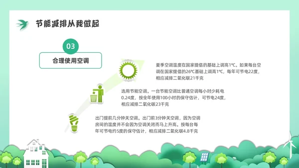 绿色水彩剪纸节能减排培训PPT课件节能宣传周