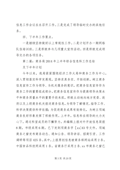 市委宣传部信息科上半年工作总结及下半年计划.docx