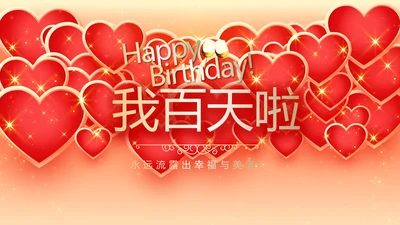 卡通可爱我100天啦百天电子相册PPT动态模板