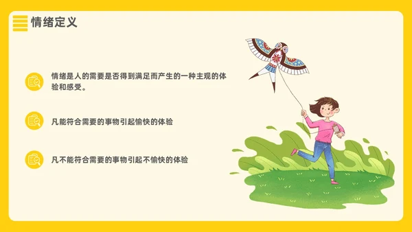 黄色插画风格打败情绪小怪兽情绪管理PPT