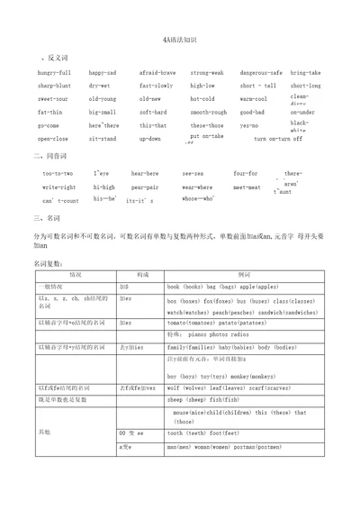 4A期中英语语法知识资料