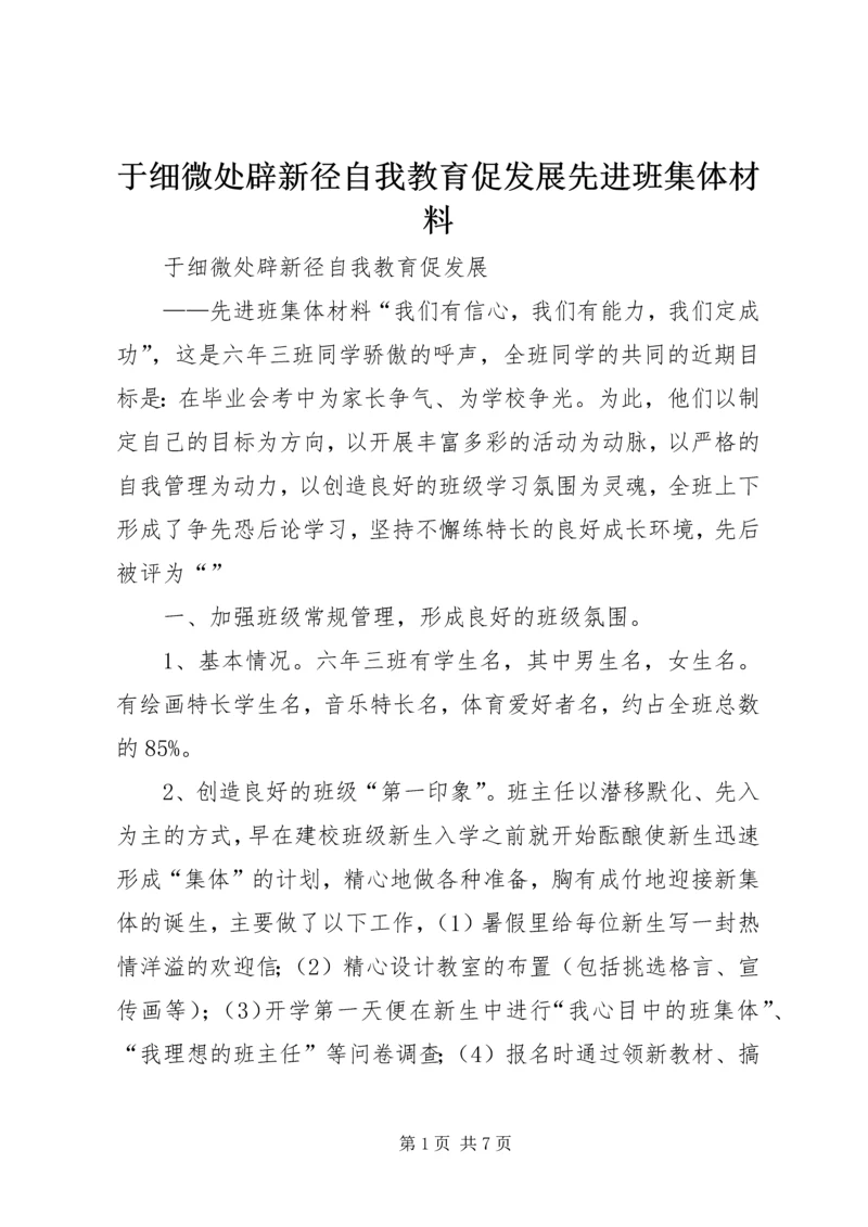 于细微处辟新径自我教育促发展先进班集体材料.docx