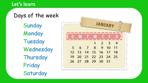 Unit 2 My week Part A Let's learn课件 （共45张PPT）