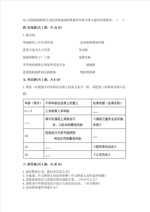 20222023学年六年级上册道德与法治期中测试卷精品预热题