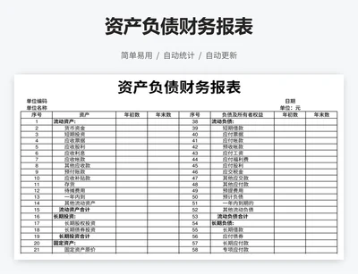 资产负债财务报表