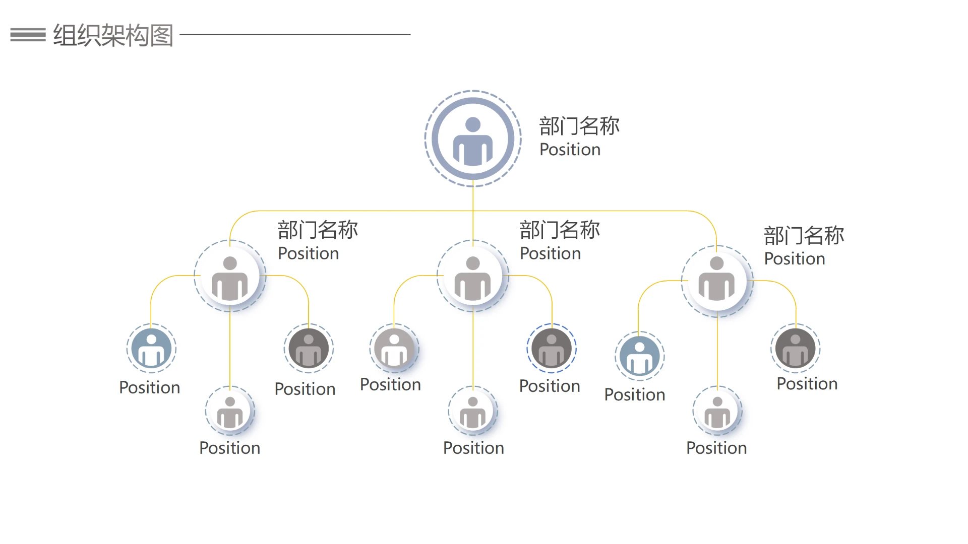 单页中英文岗位分层级结构图PPT模板