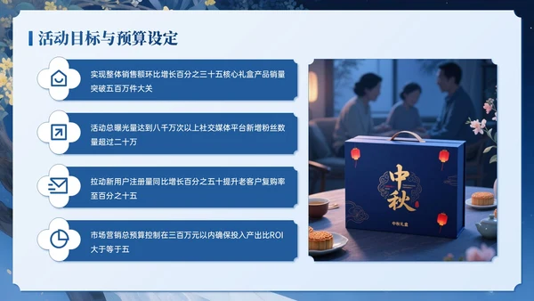 蓝色系插画风中秋营销活动计划PPT模板