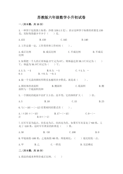 苏教版六年级数学小升初试卷及完整答案【典优】.docx
