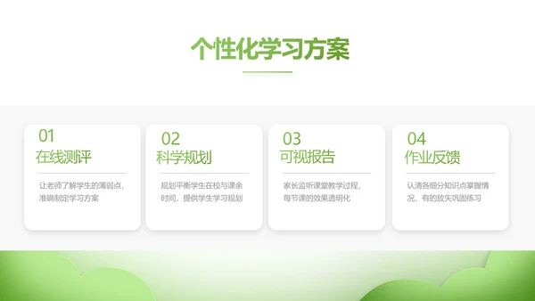 绿色清新学校教育培训工作总结动态PPT