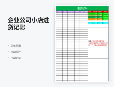 企业公司小店进货记账