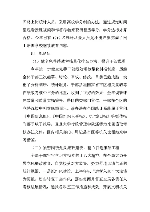 区统计局工作汇报