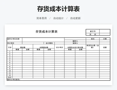 存货成本计算表