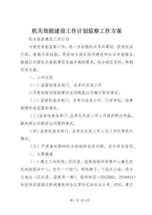 机关效能建设工作计划监察工作方案 (4).docx