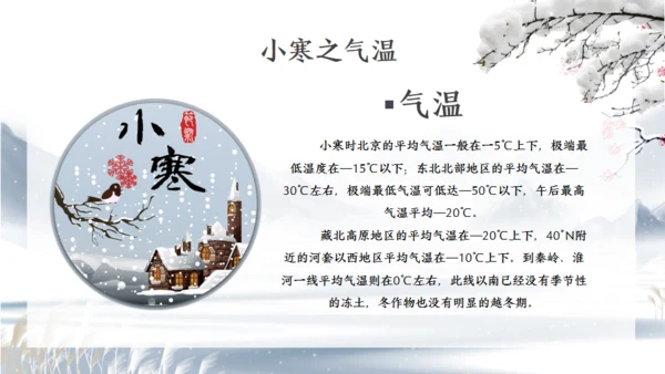 小寒时节冬季雪景通用PPT模版