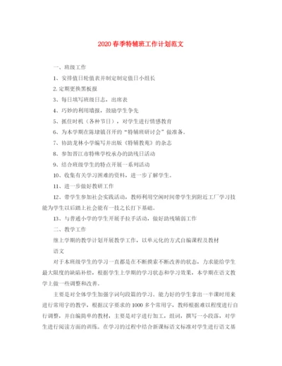 精编之春季特辅班工作计划范文.docx