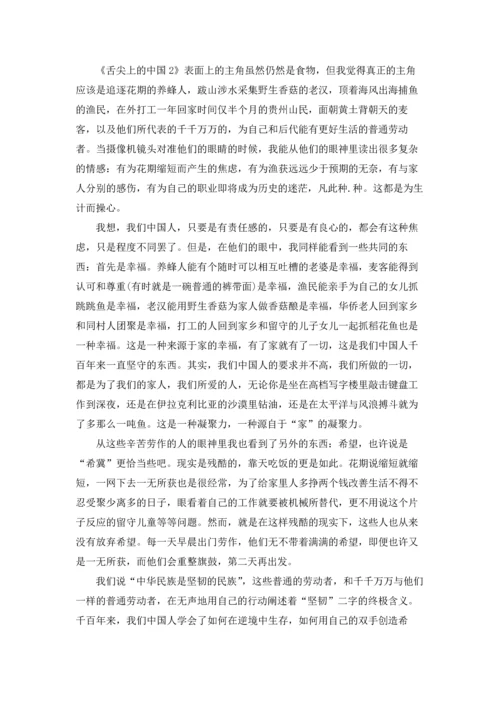 观看美食纪录片舌尖上的中国2观后感范文800字.docx