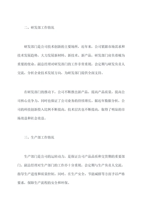 副总经理分管工作报告