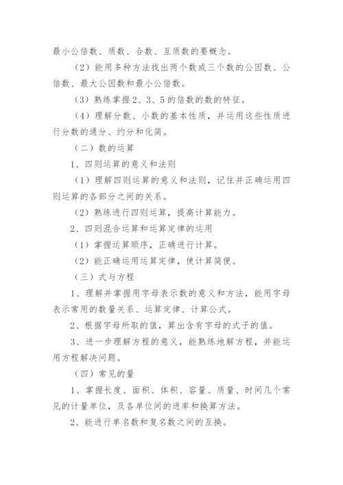 六年级下册数学复习计划.docx