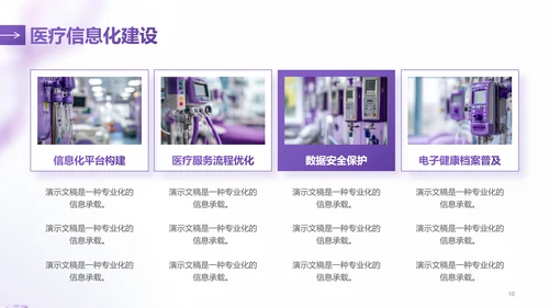 紫色简约风医学医疗行业总结汇报PPT模板