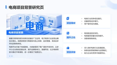 蓝色商务风电商项目背景研究页