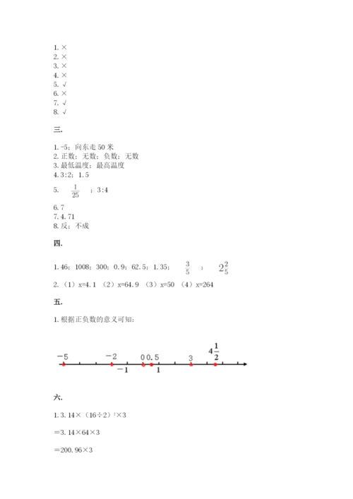 小学六年级下册数学摸底考试题附完整答案【名校卷】.docx