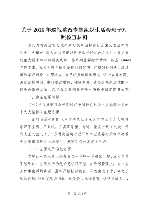 关于201X年巡视整改专题组织生活会班子对照检查材料.docx