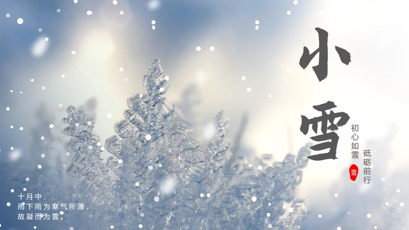 蓝色小清新小雪节气PPT模板